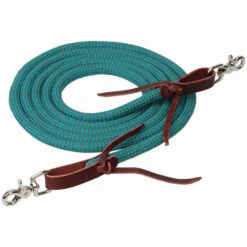 Weaver Leather Weaver EcoLuxe Round Trail Rein -Horse Supplies Store ecoluxe round trail rein turquoise charcoal 353260 weaver 20301.1673480383
