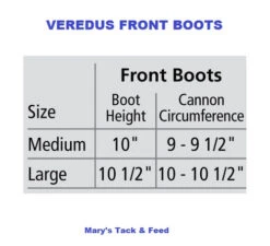 Veredus TRC Vento Front Sport Boots -Horse Supplies Store size chart front boots veredus 98870.1603577114